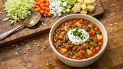 Vardagssoppa med nötfärs och vitkål – mustig, mättande och perfekt till matlådan