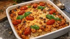 Korv stroganoff-gratäng med ris – krämig vardagsfavorit som sköter sig i ugnen