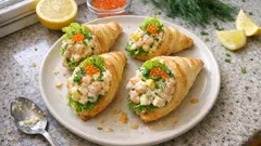 Frasiga räkstrutar med ägg och stenbitsrom – en festlig förrätt som går att förbereda