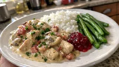 Krämig kycklinggryta med svamp och bacon – vardagsmiddag som alltid går hem