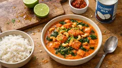 Krämig laxgryta med kokosmjölk och röd curry – klar på 30 minuter