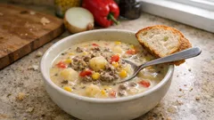 Cowboysoppa med köttfärs och potatis – krämig vardagsfavorit som mättar