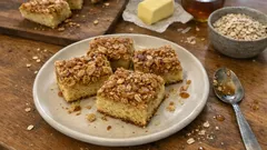 Havretosca i långpanna – saftig botten med knäckigt havretäcke (perfekt till fika)