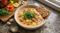 Gräddig grönsakssoppa på rotfrukter och tomat – len och mustig på en gång