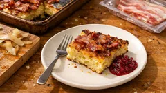 Raggmunk i ugn (öländsk lufsa) – knaprig bacon på toppen, ingen stekos