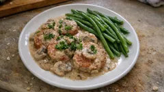 Falsk fläskfilé i gräddsås – saftiga färsmedaljonger som sköter sig i ugnen