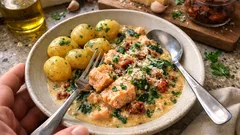 Krämig laxgryta med spenat och parmesan – perfekt när du vill ha lite vardagslyx