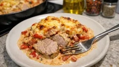 Krämig fläskfilégratäng med bacon och paprika – enkel vardagslyx i ugnen