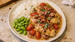 Kyckling i gräddig balsamicosås i ugn – krämig vardagsmiddag med bacon