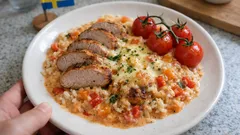 Krämig fläskfilégratäng med chili och paprika – allt-i-ett med ris i ugnen