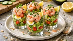 Klassisk räkcocktail i glas – med avokado och Rhode Island-sås som får dra